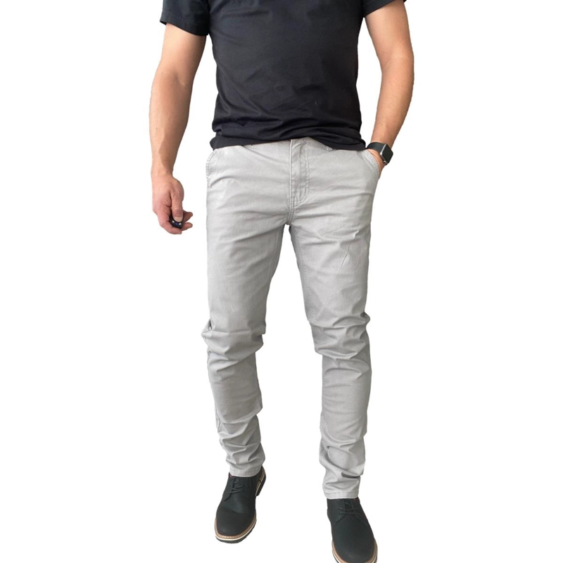 PANTALON ELASTICADOS SLIM FIT GABARDINA GRIS HOMBRE - 44 - 2