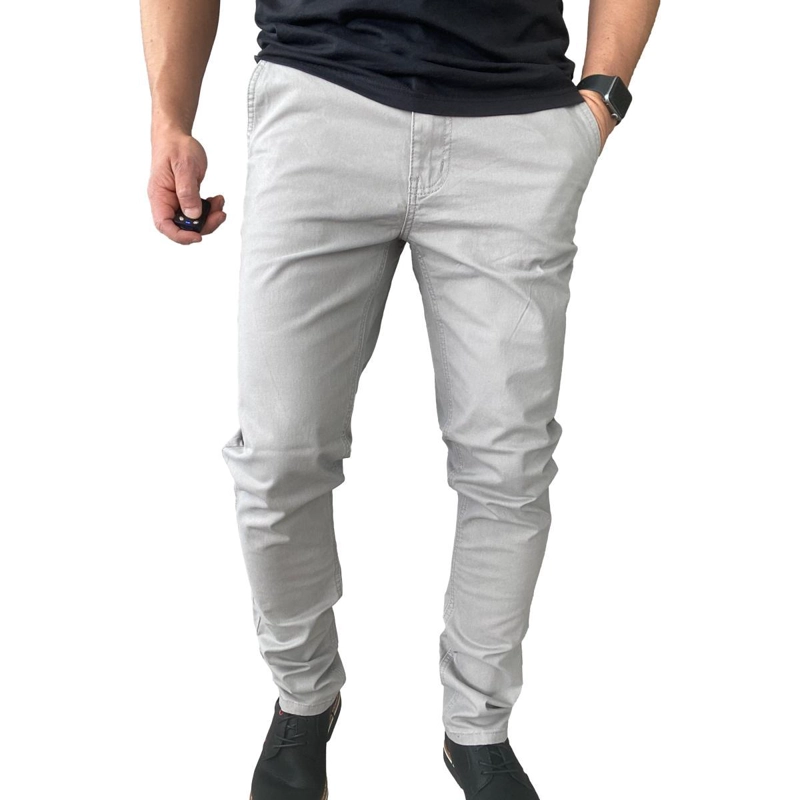 PANTALON ELASTICADOS SLIM FIT GABARDINA GRIS HOMBRE - 44 - 4