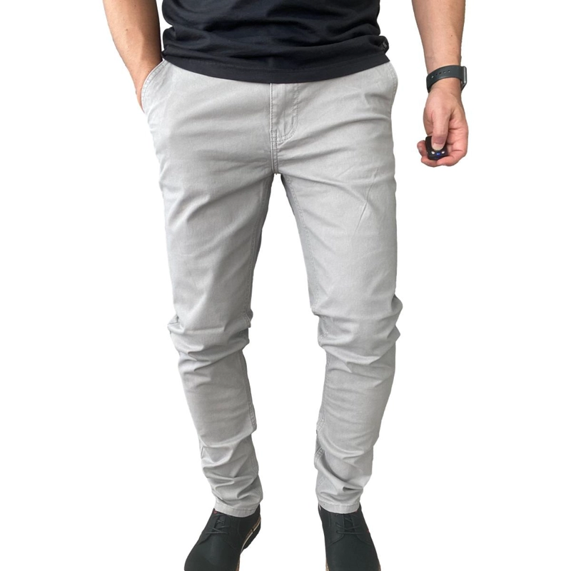PANTALON ELASTICADOS SLIM FIT GABARDINA GRIS HOMBRE - 44 - 5