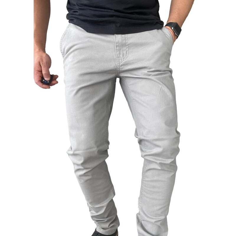 PANTALON ELASTICADOS SLIM FIT GABARDINA GRIS HOMBRE - 44 - 6