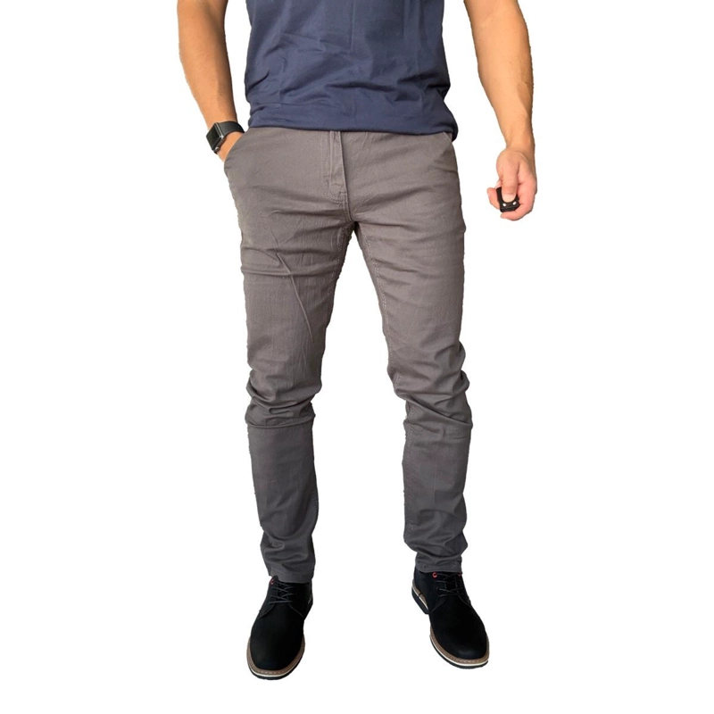 PANTALON TELA ELASTICADO SLIM FIT BOLSILLO ARGENTINO - VERDE OSCURO - 46 - 1