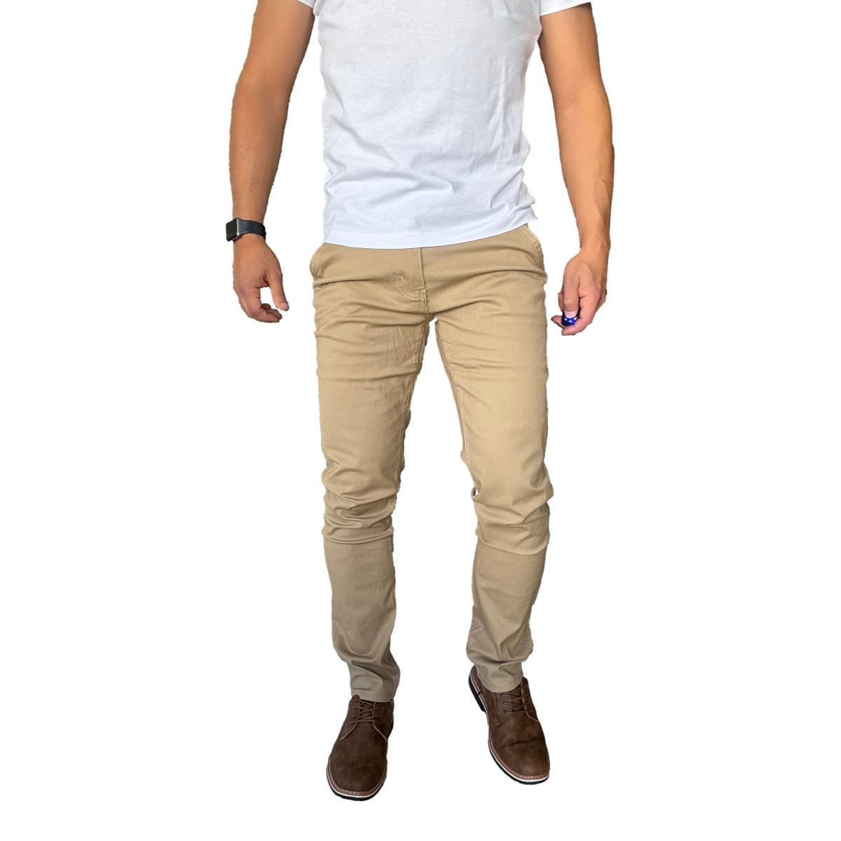 PANTALON TELA ELASTICADO SLIM FIT BOLSILLO ARGENTINO - VERDE OSCURO - 46 - 3