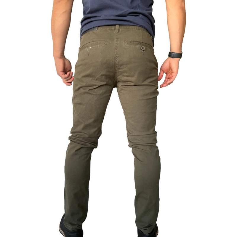 PANTALON ELASTICADO SLIM FIT GABARDINA  HOMBRE - VERDE - 42 - 4