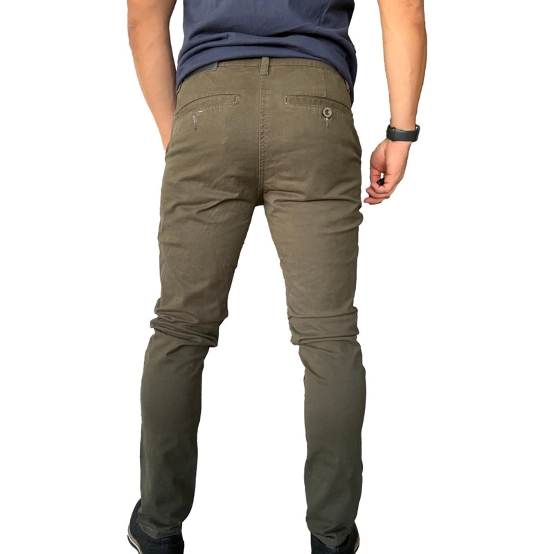 PANTALON ELASTICADO SLIM FIT GABARDINA  HOMBRE - AZUL - 42 - 5