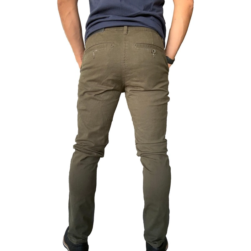 PANTALON ELASTICADO SLIM FIT GABARDINA  HOMBRE - VERDE - 42 - 5