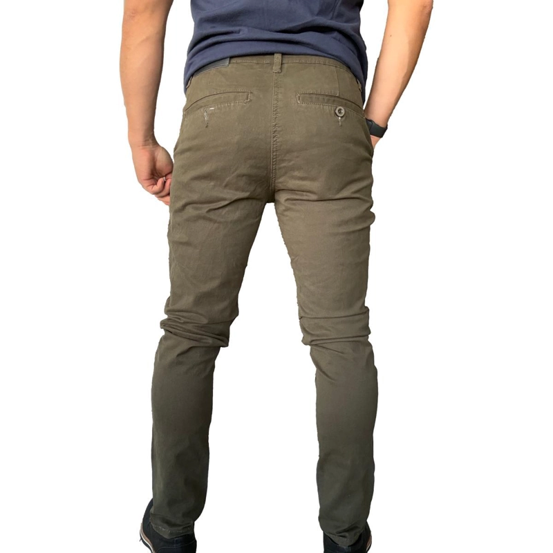 PANTALON ELASTICADO SLIM FIT GABARDINA  HOMBRE - AZUL - 42 - 6