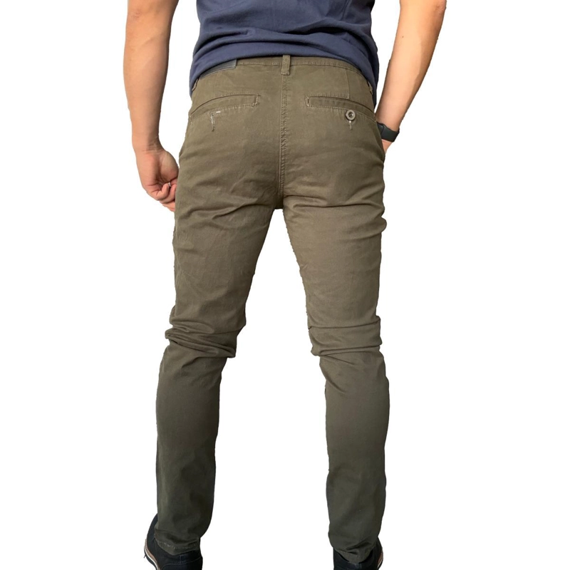PANTALON ELASTICADO SLIM FIT GABARDINA  HOMBRE - VERDE - 42 - 6