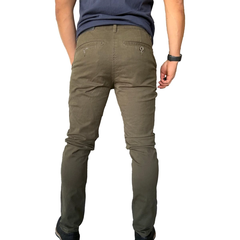 PANTALON ELASTICADO SLIM FIT GABARDINA  HOMBRE - VERDE - 42 - 7