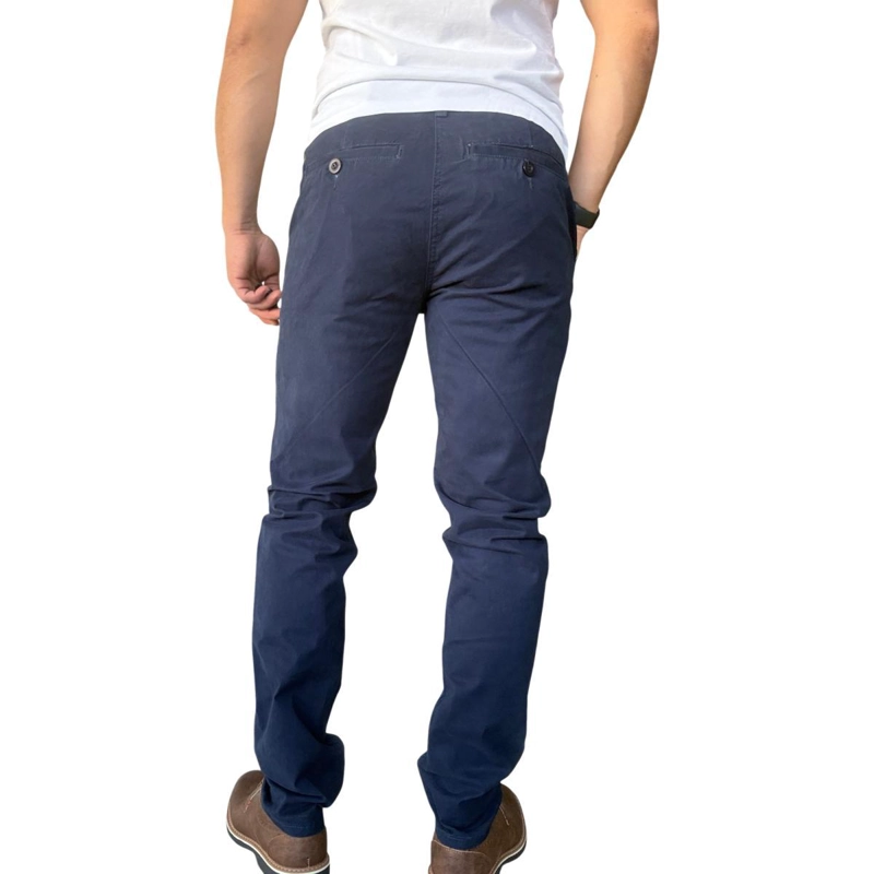 PANTALON ELASTICADO SLIM FIT GABARDINA  HOMBRE - AZUL - 42 - 8