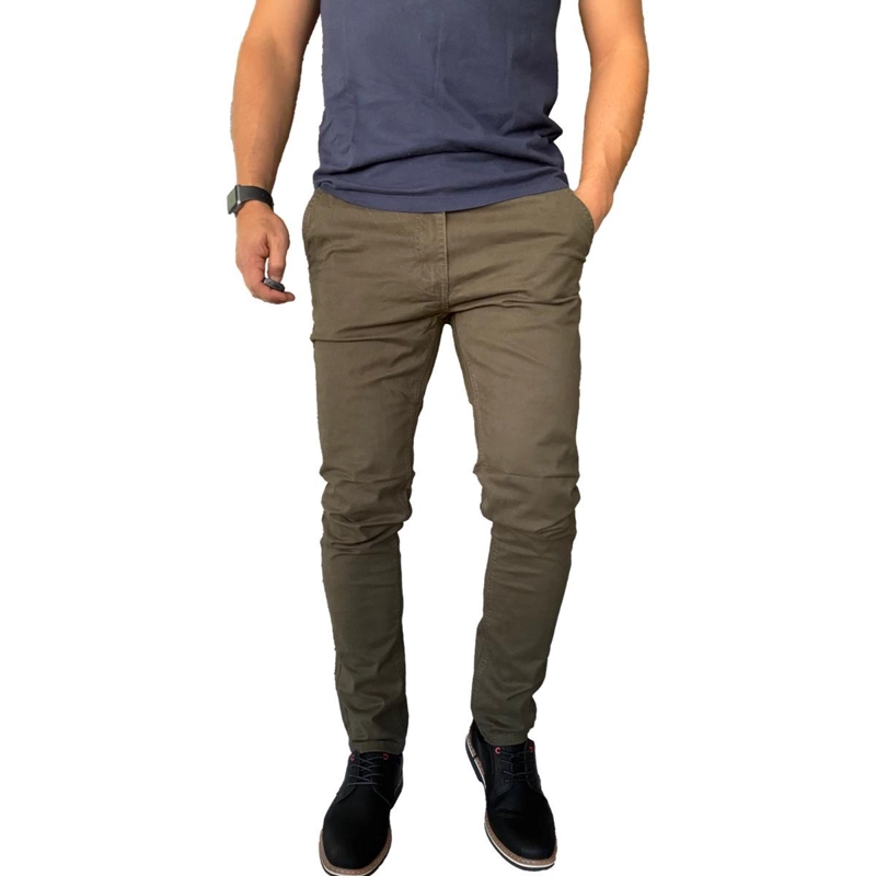 PANTALON ELASTICADO SLIM FIT GABARDINA  HOMBRE - VERDE - 42 - 9