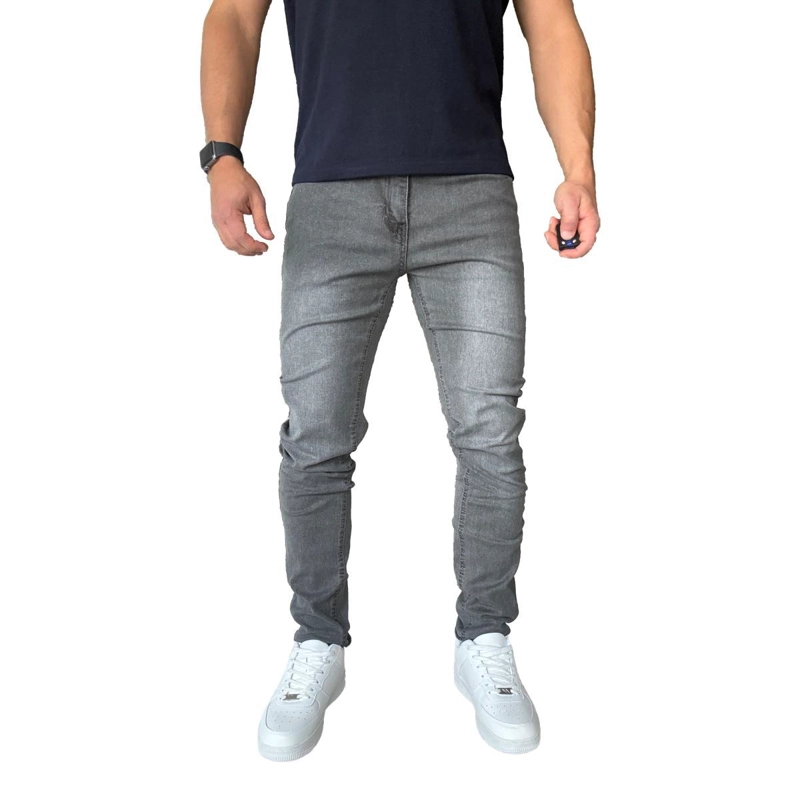 JEANS ELASTICADOS SLIM FIT COLOR FOCALIZADO SEMIPITILLOS - GRIS - 46 - 1