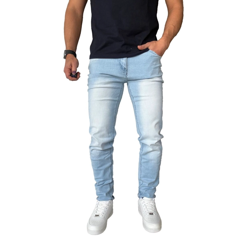 JEANS ELASTICADOS SLIM FIT COLOR FOCALIZADO SEMIPITILLOS - GRIS - 46 - 2