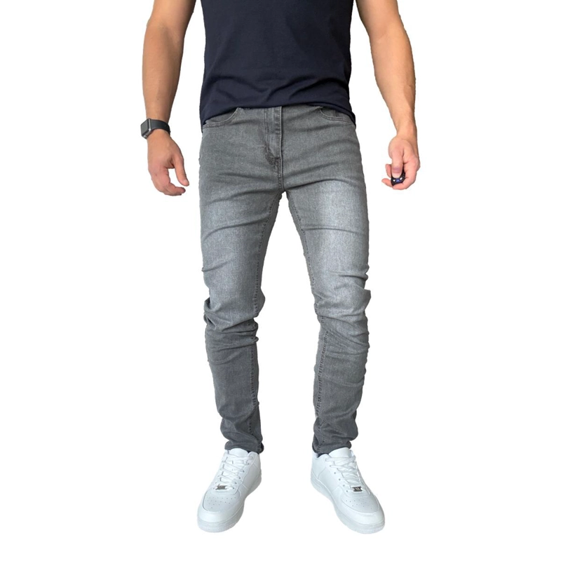JEANS ELASTICADOS SLIM FIT COLOR FOCALIZADO SEMIPITILLOS - GRIS - 46 - 3