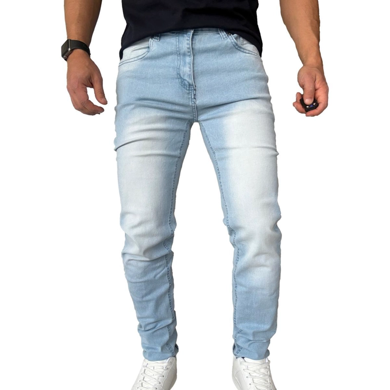 JEANS ELASTICADOS SLIM FIT COLOR FOCALIZADO SEMIPITILLOS - GRIS - 46 - 4