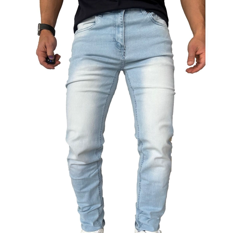 JEANS ELASTICADOS SLIM FIT COLOR FOCALIZADO SEMIPITILLOS - GRIS - 46 - 5