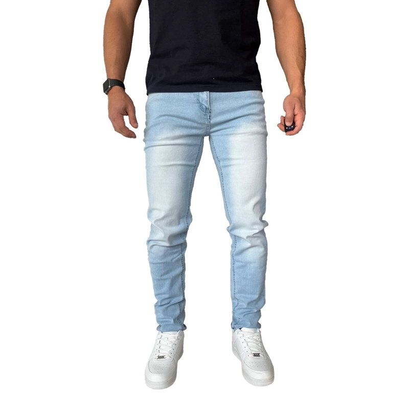 JEANS ELASTICADOS SLIM FIT COLOR FOCALIZADO SEMIPITILLOS - GRIS - 46 - 6