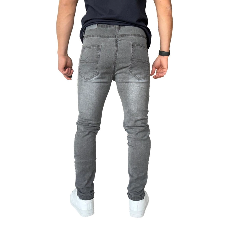 JEANS ELASTICADOS SLIM FIT COLOR FOCALIZADO SEMIPITILLOS - GRIS - 46 - 7