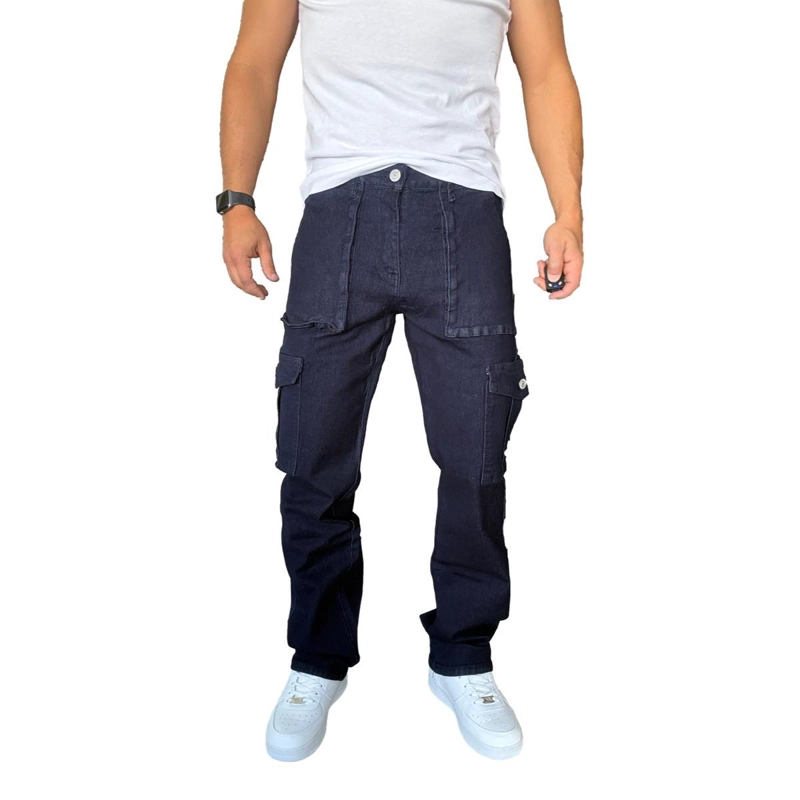 JEANS CARGO ELASTICADO STRAIGHT FIT RECTO - 48 - 1