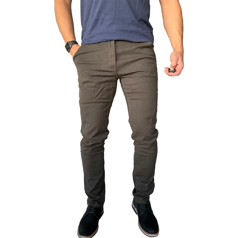 PANTALON DE TELA ELASTICADA HOMBRE CASUAL - CAQUI - 46 - 2