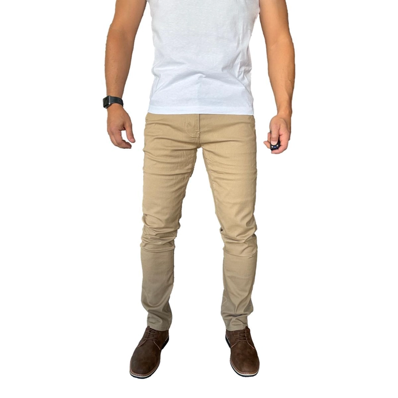 PANTALON DE TELA ELASTICADA HOMBRE CASUAL - CAQUI - 46 - 5
