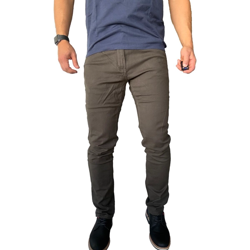 PANTALON DE TELA ELASTICADA HOMBRE CASUAL - CAQUI - 46 - 6