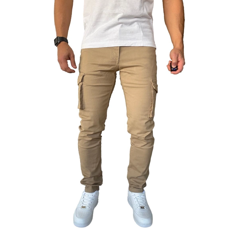PANTALON CARGO SLIM FIT MOSAICO TELA ELASTICADA CAQUI - 42 - 1