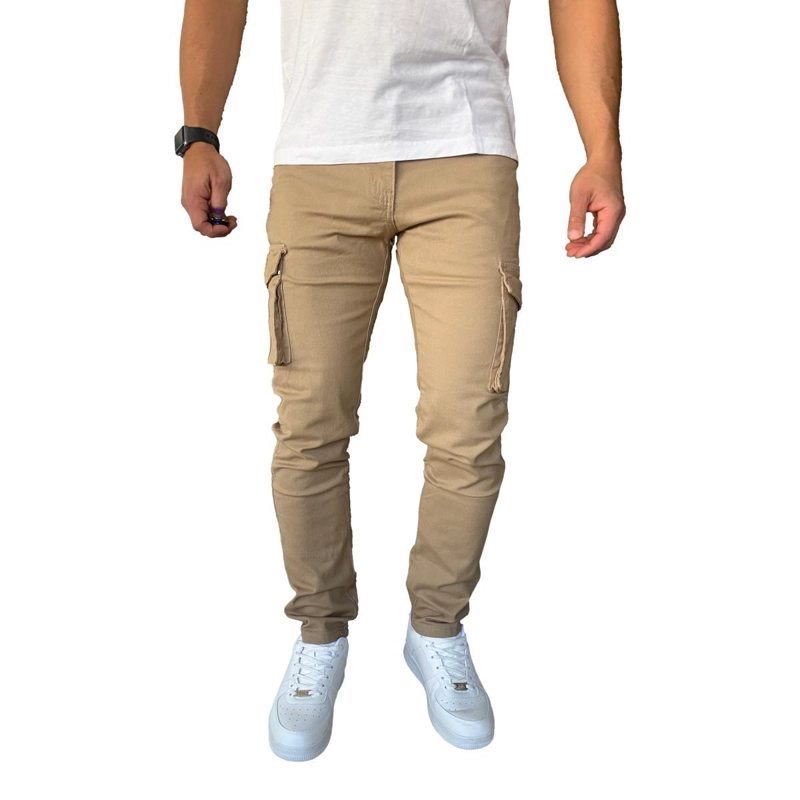 PANTALON CARGO SLIM FIT MOSAICO TELA ELASTICADA CAQUI - 42 - 2