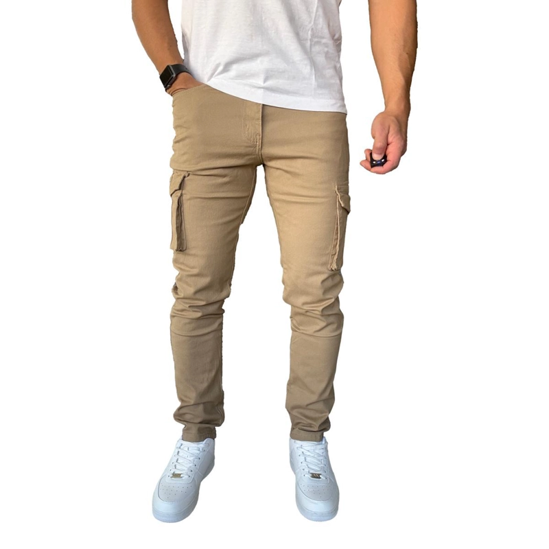 PANTALON CARGO SLIM FIT MOSAICO TELA ELASTICADA CAQUI - 42 - 3