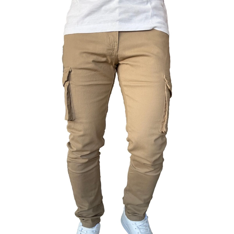 PANTALON CARGO SLIM FIT MOSAICO TELA ELASTICADA CAQUI - 42 - 4