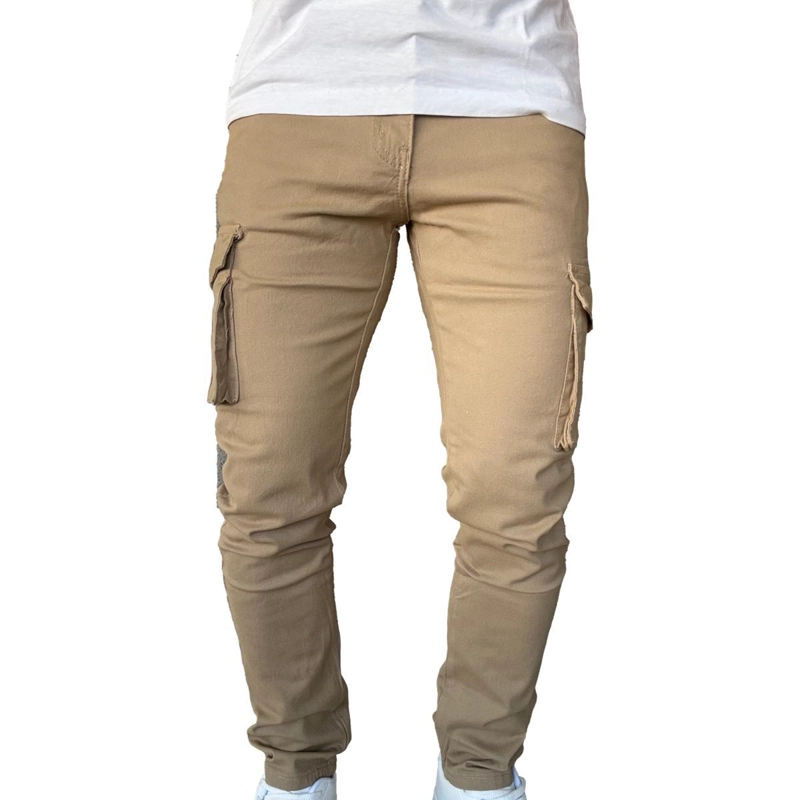 PANTALON CARGO SLIM FIT MOSAICO TELA ELASTICADA CAQUI - 42 - 5