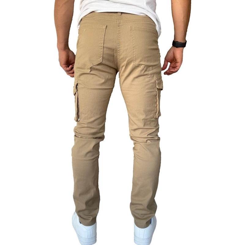PANTALON CARGO SLIM FIT MOSAICO TELA ELASTICADA CAQUI - 42 - 8