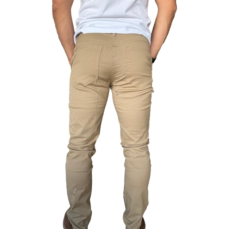 PANTALON TELA ELASTICADO HOMBRE CASUAL CAQUI - 42 - 4