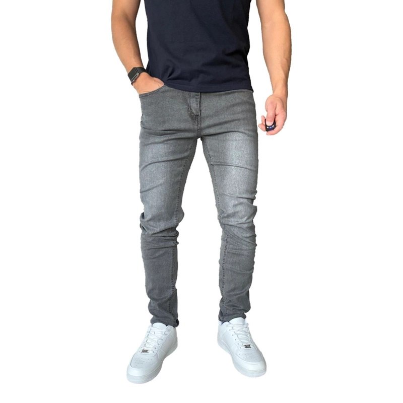 JEANS ELASTICADOS SLIM FIT GRIS FOCALIZADO SEMIPITILLOS - 48 - 2