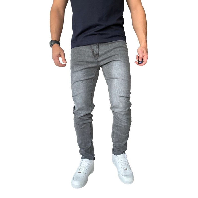 JEANS ELASTICADOS SLIM FIT GRIS FOCALIZADO SEMIPITILLOS - 48 - 3