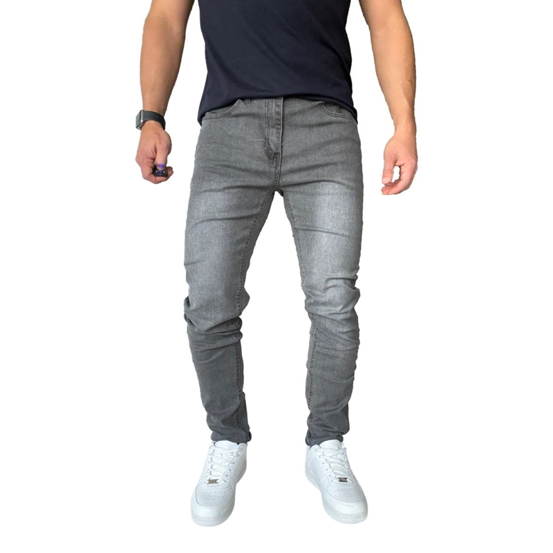 JEANS ELASTICADOS SLIM FIT GRIS FOCALIZADO SEMIPITILLOS - 48 - 5