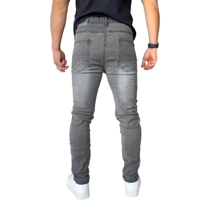 JEANS ELASTICADOS SLIM FIT GRIS FOCALIZADO SEMIPITILLOS - 48 - 6