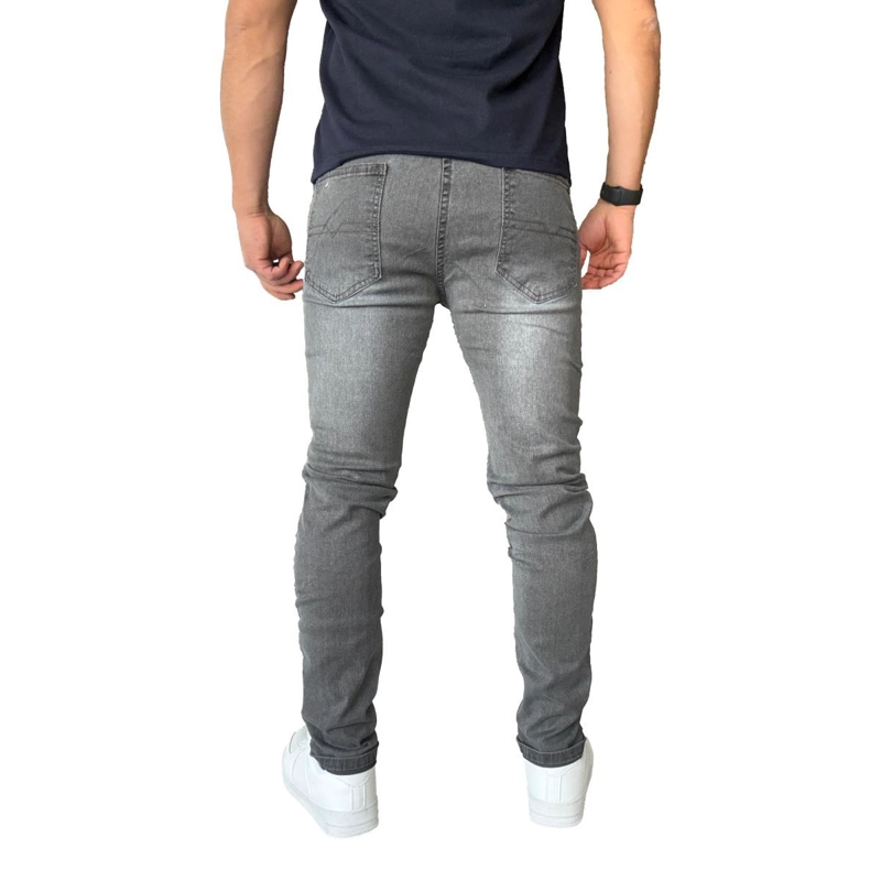 JEANS ELASTICADOS SLIM FIT GRIS FOCALIZADO SEMIPITILLOS - 48 - 7