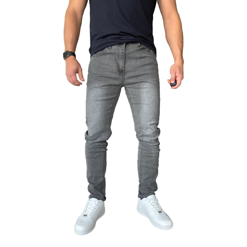 JEANS ELASTICADOS SLIM FIT GRIS FOCALIZADO SEMIPITILLOS - 48 - 9