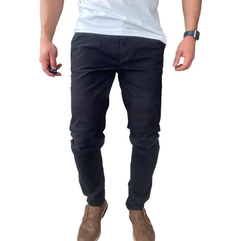 PANTALON ELASTICADOS GABARDINA NEGRO SLIM FIT PARA HOMBRES - 44 - 1