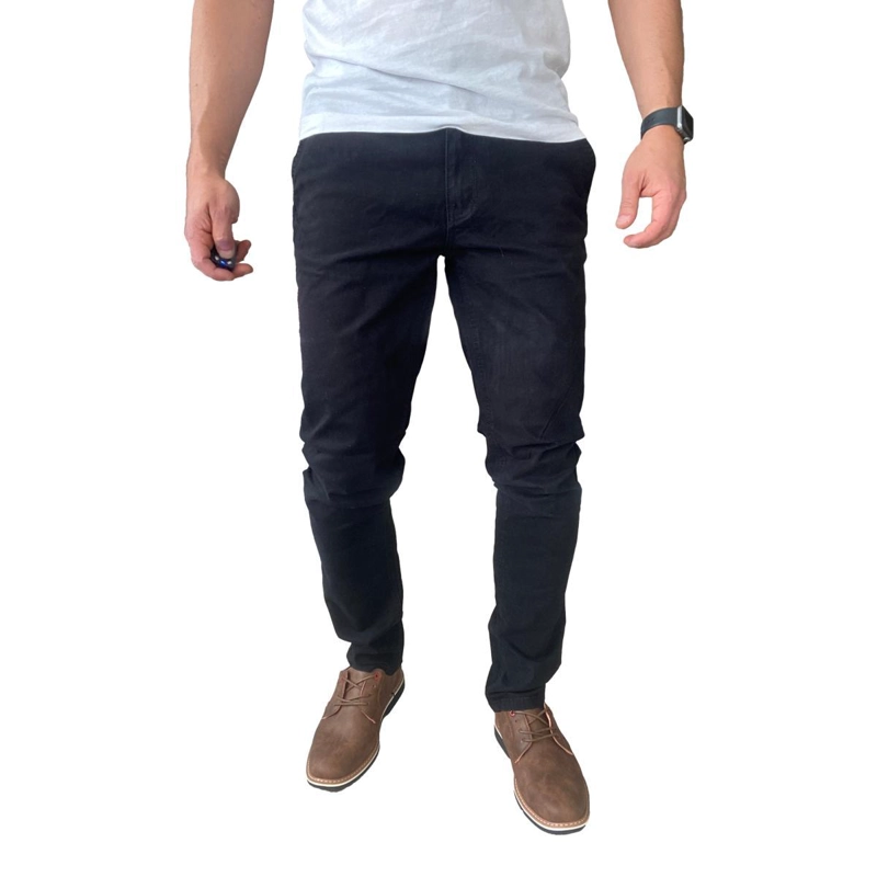 PANTALON ELASTICADOS GABARDINA NEGRO SLIM FIT PARA HOMBRES - 44 - 2