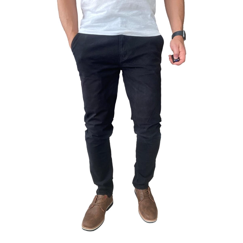 PANTALON ELASTICADOS GABARDINA NEGRO SLIM FIT PARA HOMBRES - 44 - 3