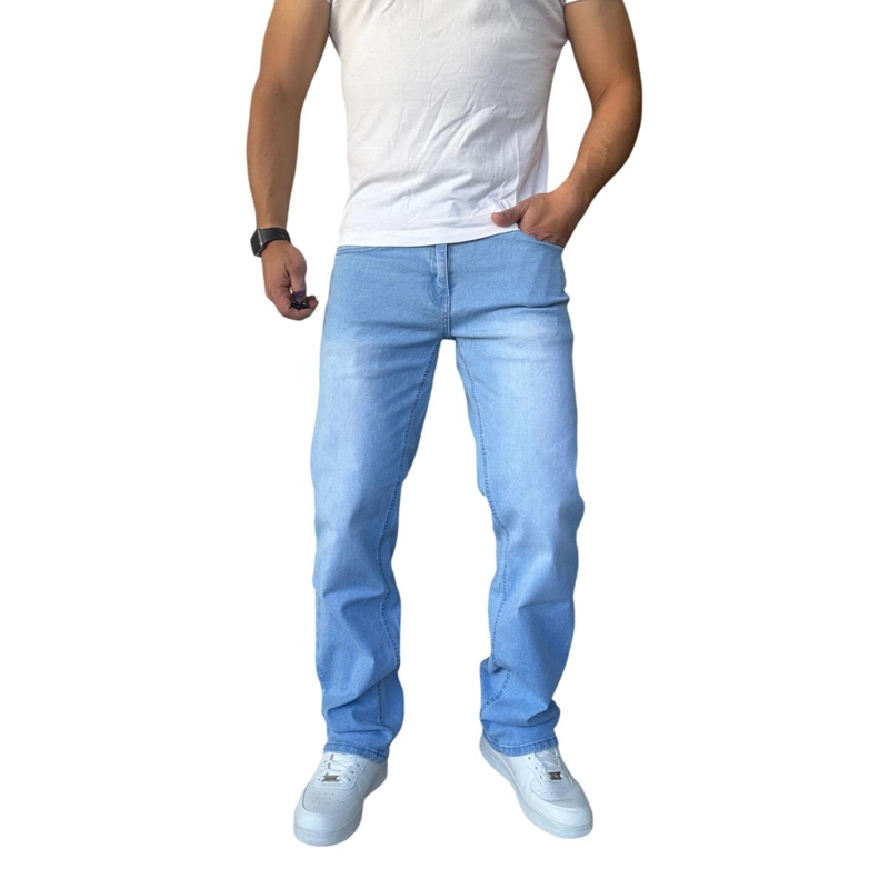 JEANS ELASTICADOS RECTOS STRAIGHT FIT CELESTE FOCALIZADO - 50 - 1