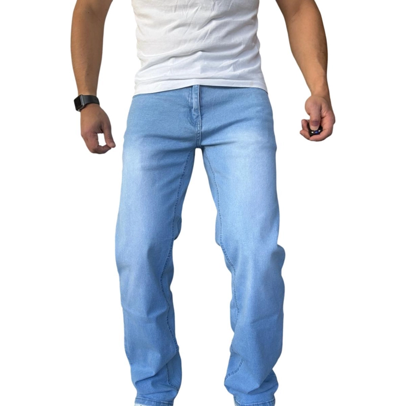 JEANS ELASTICADOS RECTOS STRAIGHT FIT CELESTE FOCALIZADO - 50 - 6