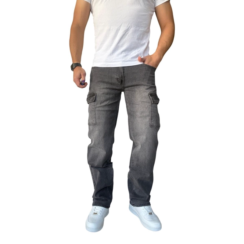 JEANS CARGO RECTO ELASTICADO STRAGTH FIT FOCALIZADO - AZUL CLARO - 44 - 2
