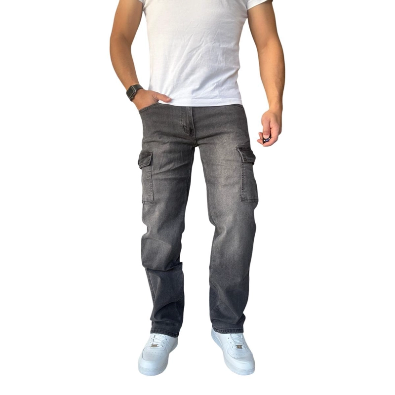 JEANS CARGO RECTO ELASTICADO STRAGTH FIT FOCALIZADO - AZUL CLARO - 44 - 4