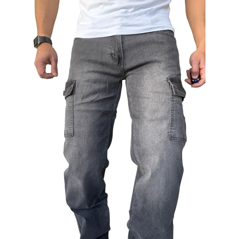 JEANS CARGO RECTO ELASTICADO STRAGTH FIT FOCALIZADO - AZUL CLARO - 44 - 5