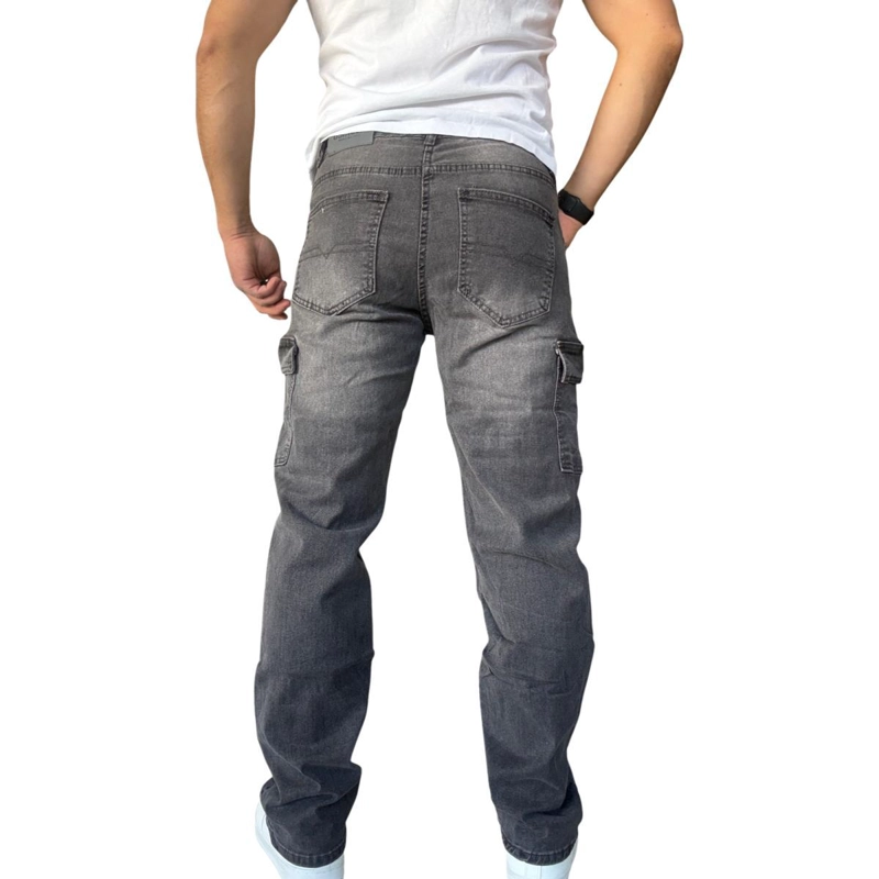 JEANS CARGO RECTO ELASTICADO STRAGTH FIT FOCALIZADO - AZUL - 46 - 6