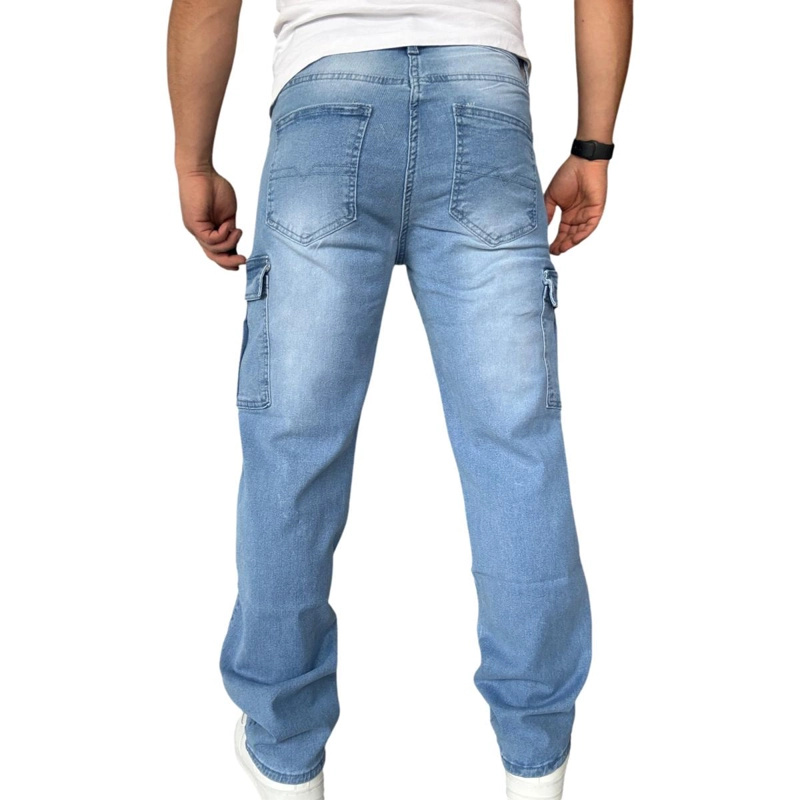 JEANS CARGO RECTO ELASTICADO STRAGTH FIT FOCALIZADO - AZUL CLARO - 44 - 8