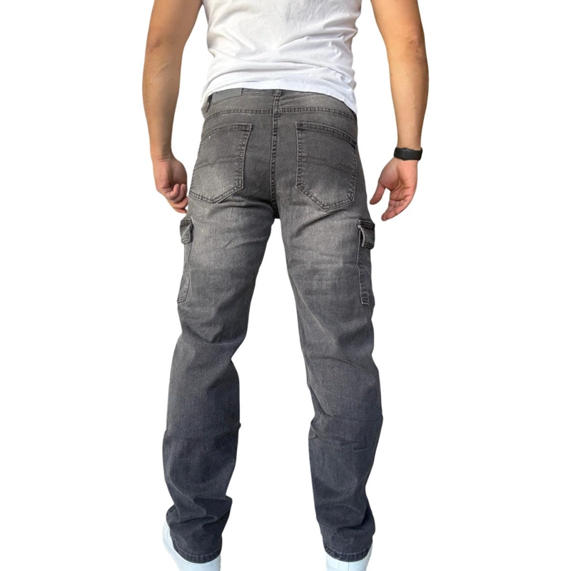 JEANS CARGO RECTO ELASTICADO STRAGTH FIT FOCALIZADO - AZUL - 46 - 8