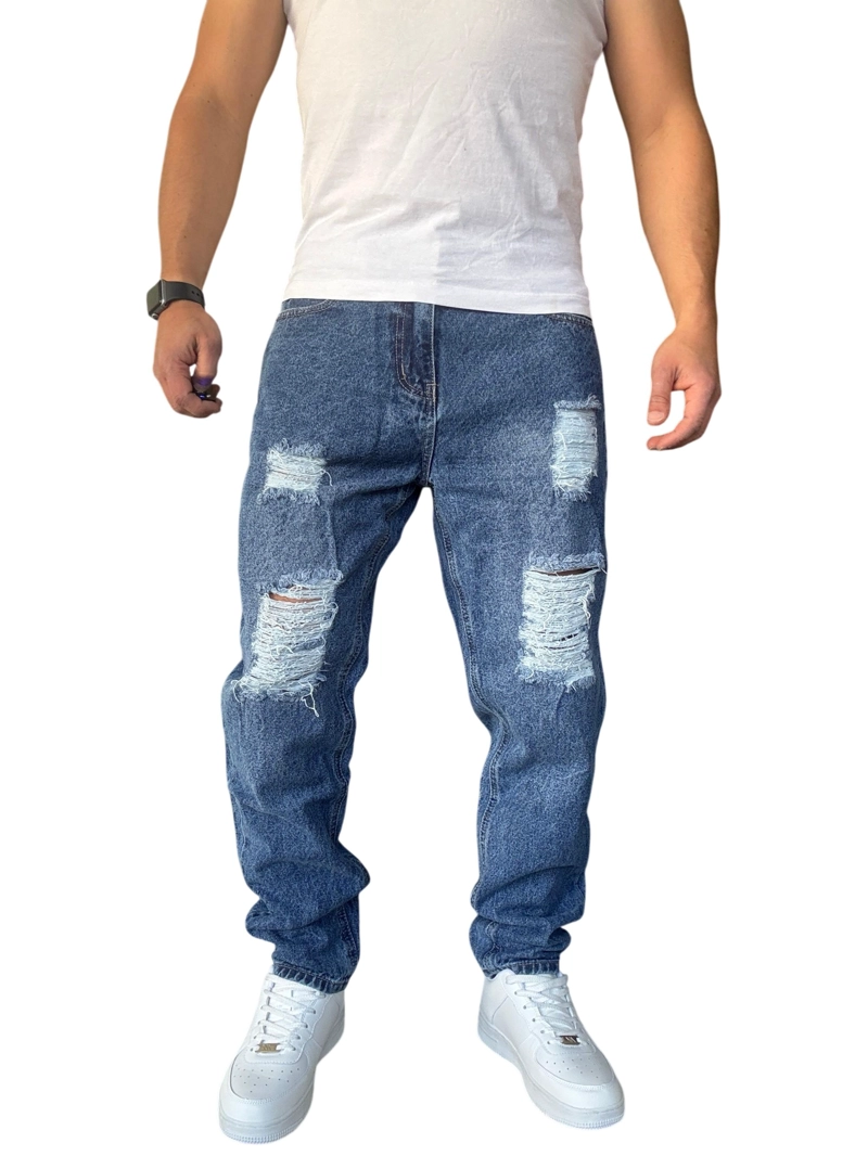 JEANS TELA RIGIDA CORTE MOM RASGADO - 44 - 3